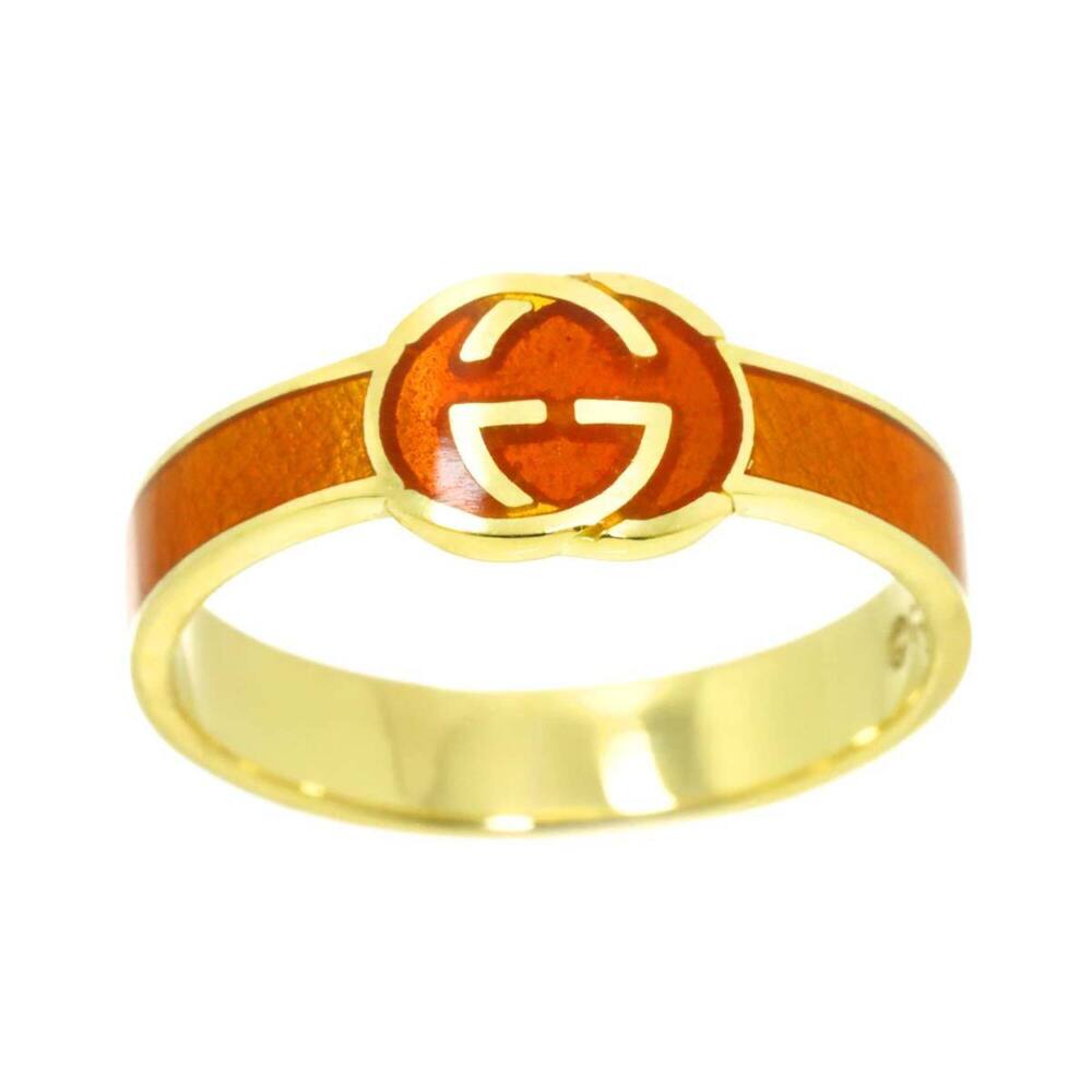 Gucci Interlocking Ring, Size 1, Enamel, 18K Yellow Gold (750), Ring